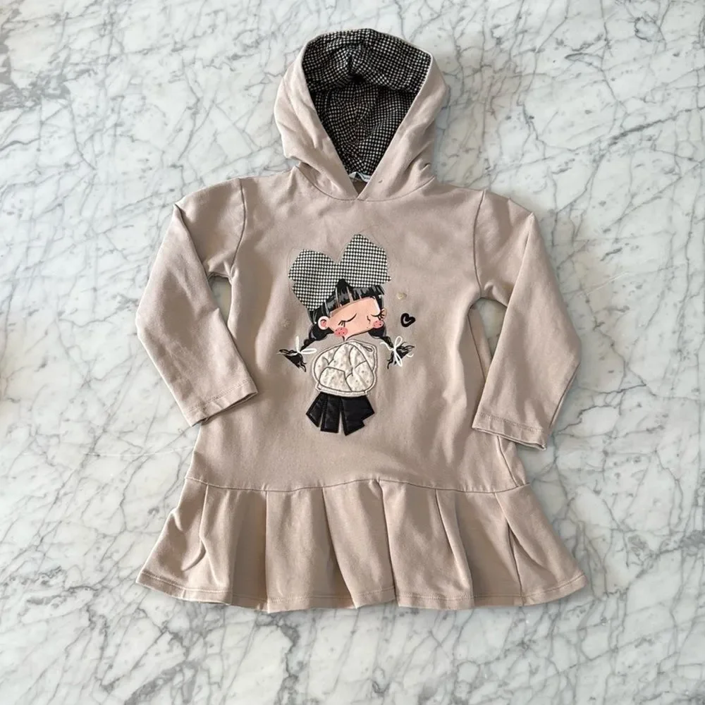 Mayoral Kids Beige Embroidered Kissy Girl Dress Sz 5T